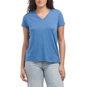 GOLDIE TEE Blue Pima Cotton V-neck Boy Tee